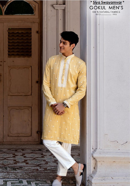 Golden Aura Linen Silk Kurta Set