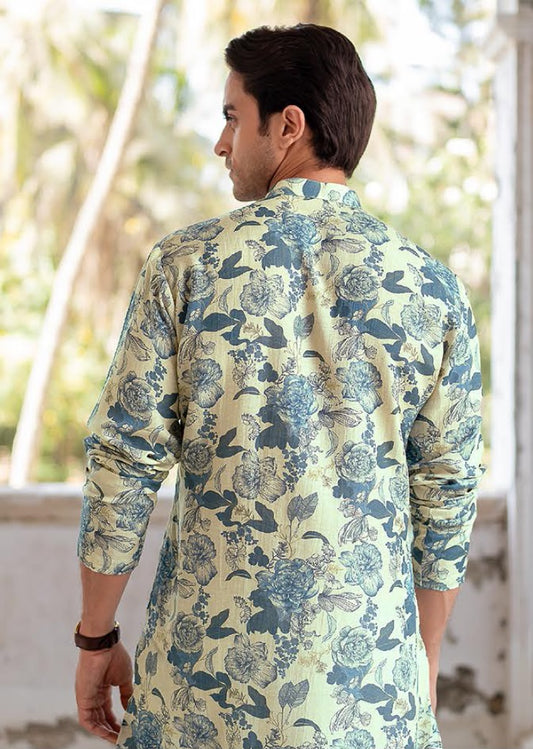 Royal Bloom Linen Silk Kurta Set