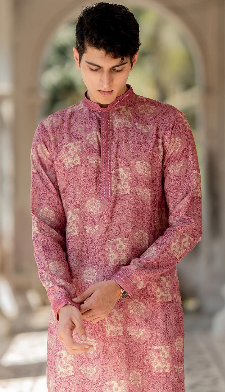 Gulraj Linen Silk Mirror Kurta Set