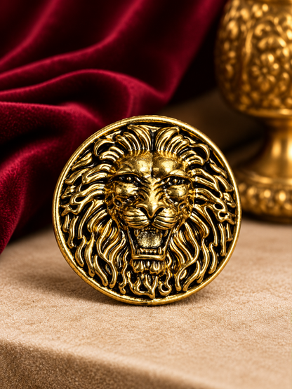 Imperial Lion King Brooch & Button Set