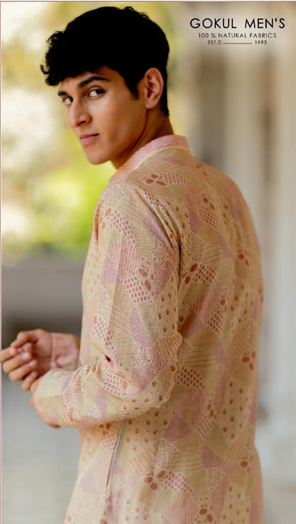 Blush Heritage Linen Silk Kurta Set