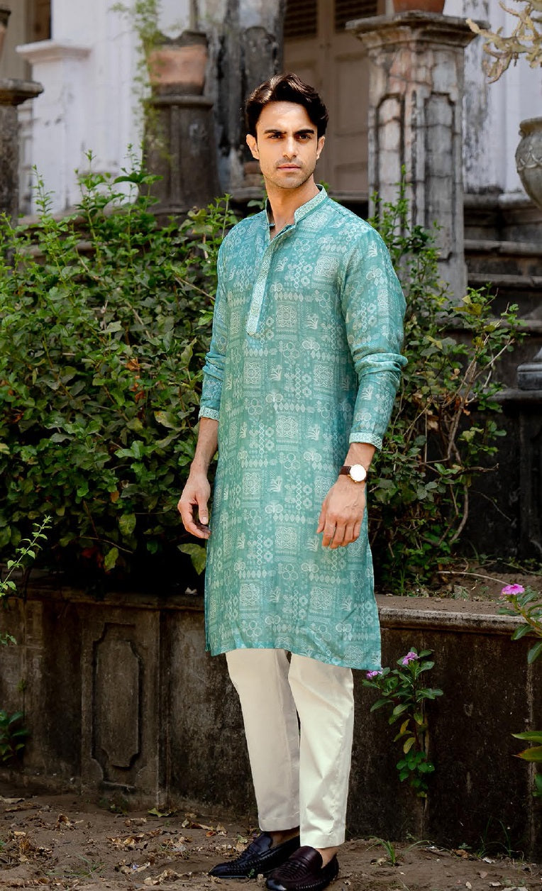 Aqua Rajvansh Linen Silk Kurta Set