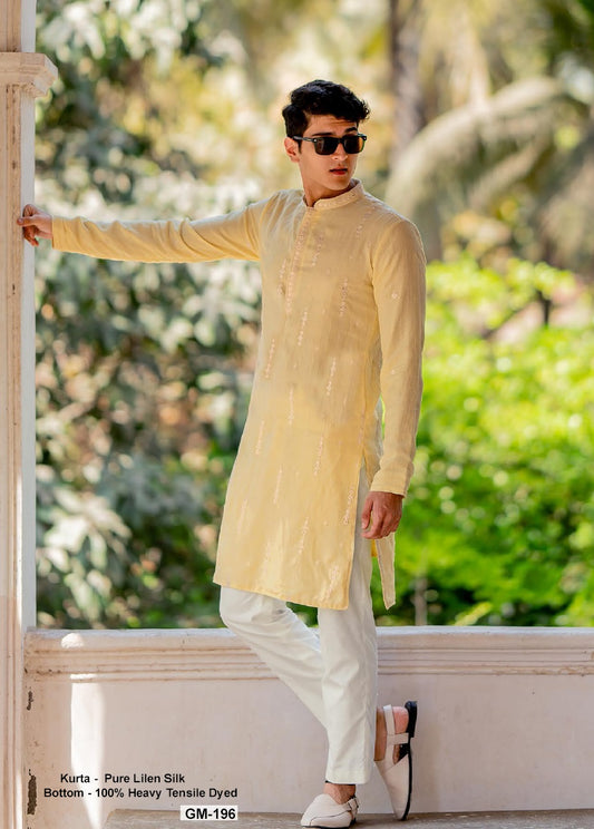 Sunrise Charm Linen Silk Kurta Set