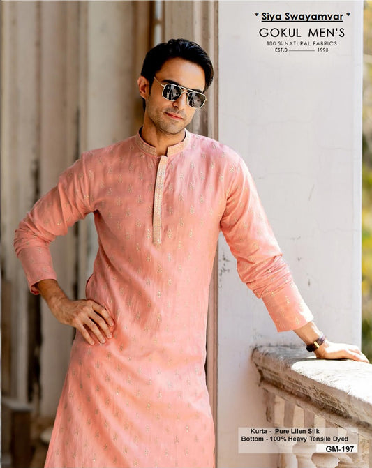Coral Royale Linen Silk Kurta Set