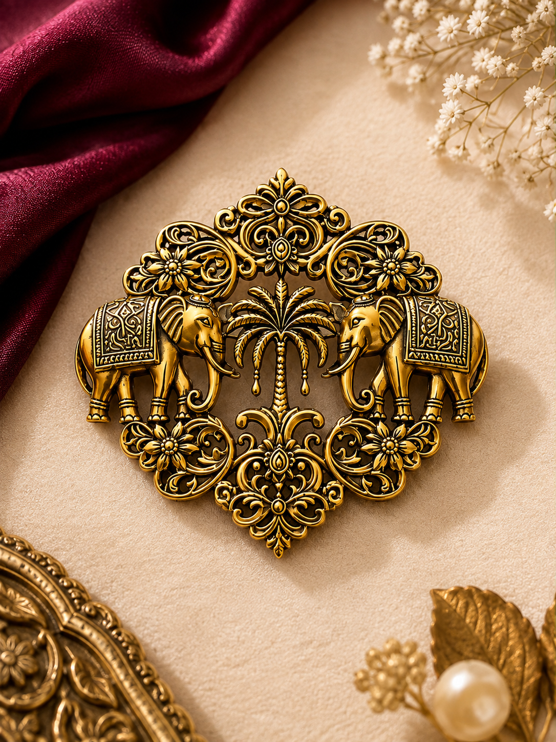 Royal Elephant Heritage Brooch & Button Set