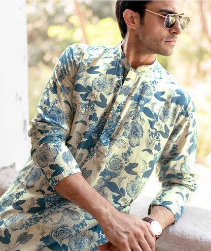 Royal Bloom Linen Silk Kurta Set