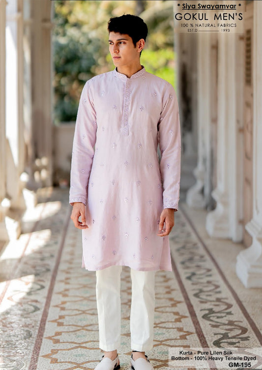 Blush Grace Linen Silk Kurta Set