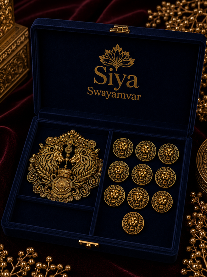 Royal Lion Crest Brooch & Button Set