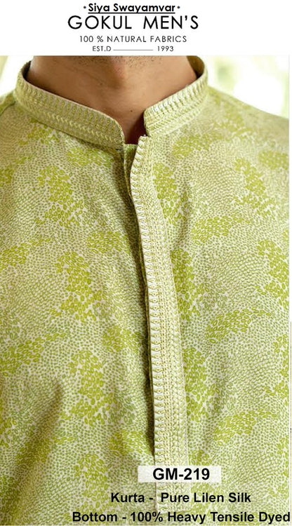 Olive Royale Linen Silk Kurta Set