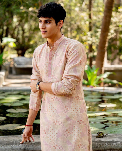 Blush Heritage Linen Silk Kurta Set