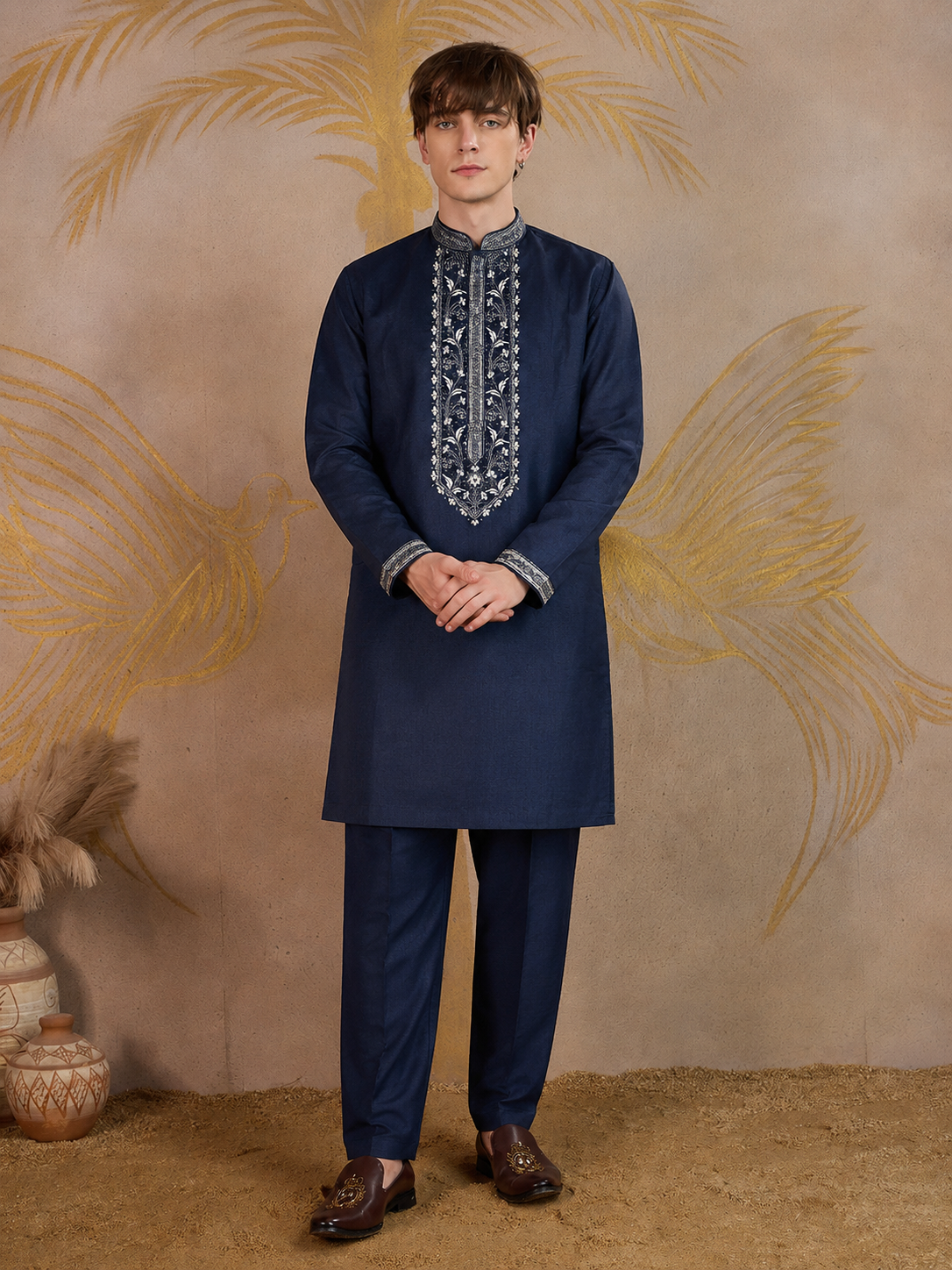 Royal Midnight Embroidered Kurta Pant Set