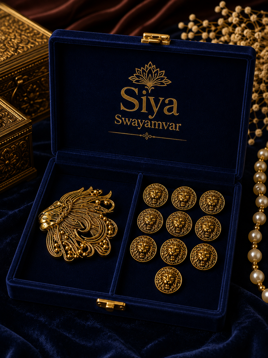 Imperial Lion King Brooch & Button Set