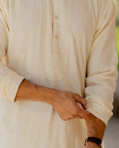Ivory Royale Linen Silk Kurta Set