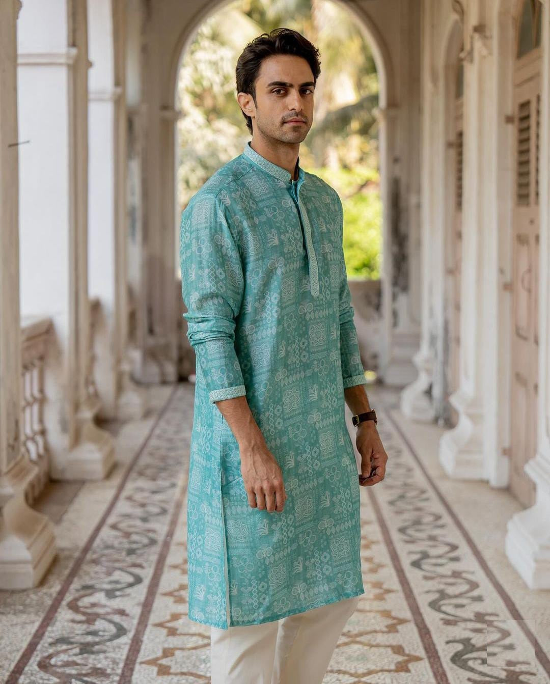 Aqua Rajvansh Linen Silk Kurta Set