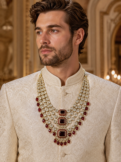 Royal Ruby Kundan Groom Mala