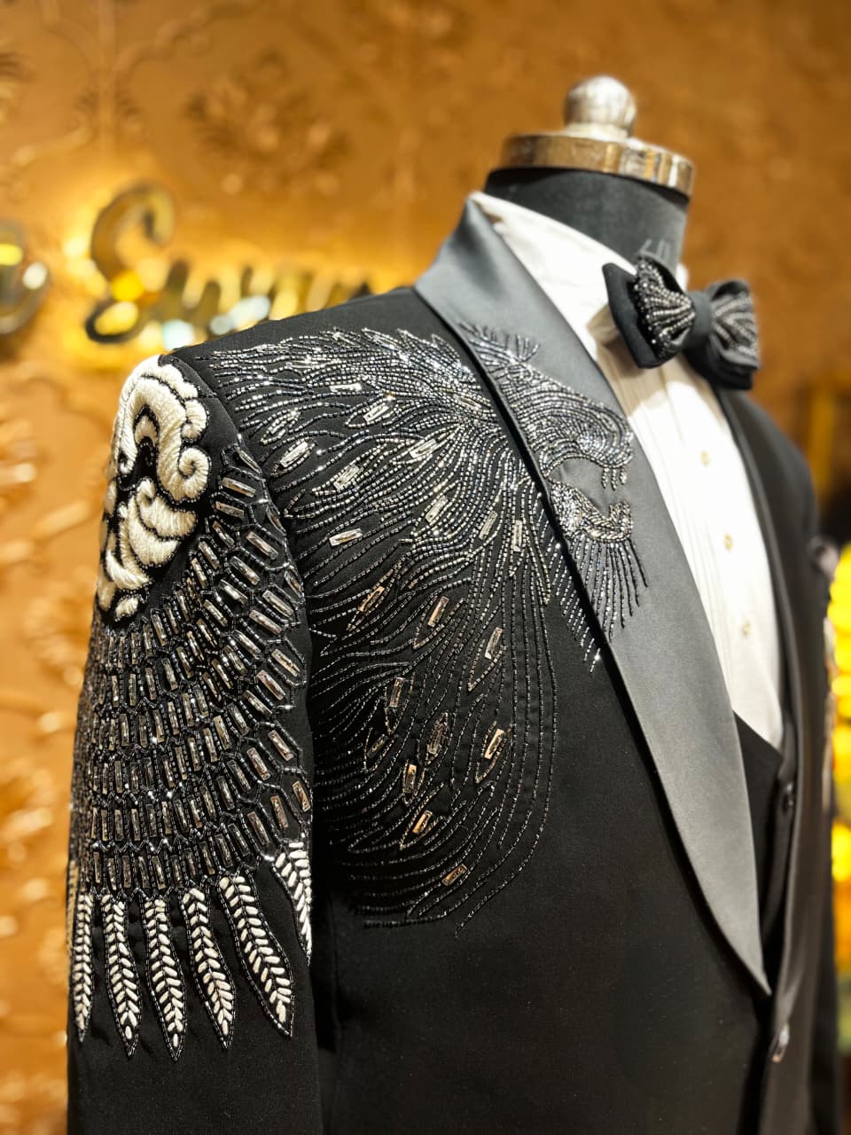 Black Regal Phoenix Handwork Tuxedo Set