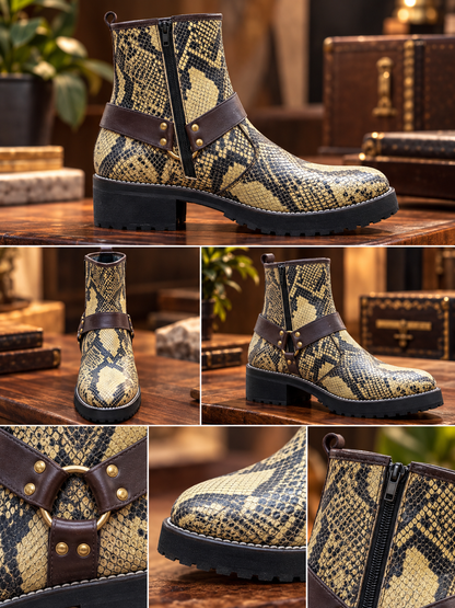 Desert Royale Snakeskin Leather Ankle Boots