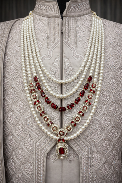 Royal Ruby Cascade Pearl Mala