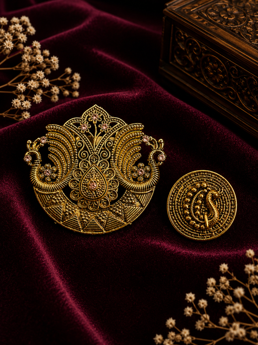 Royal Peacock Heritage Brooch & Button Set