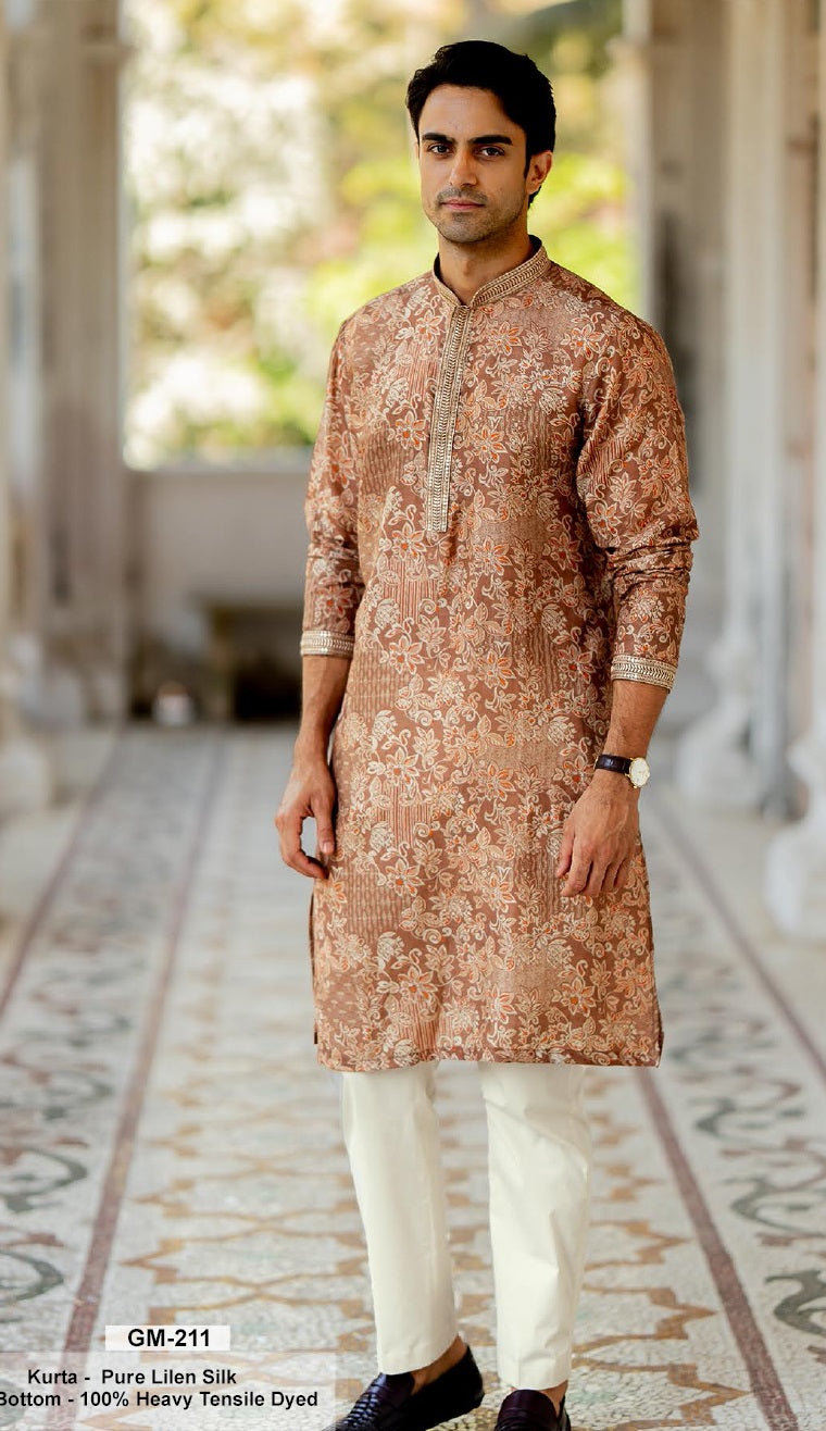 Amber Regal Linen Silk Kurta Set