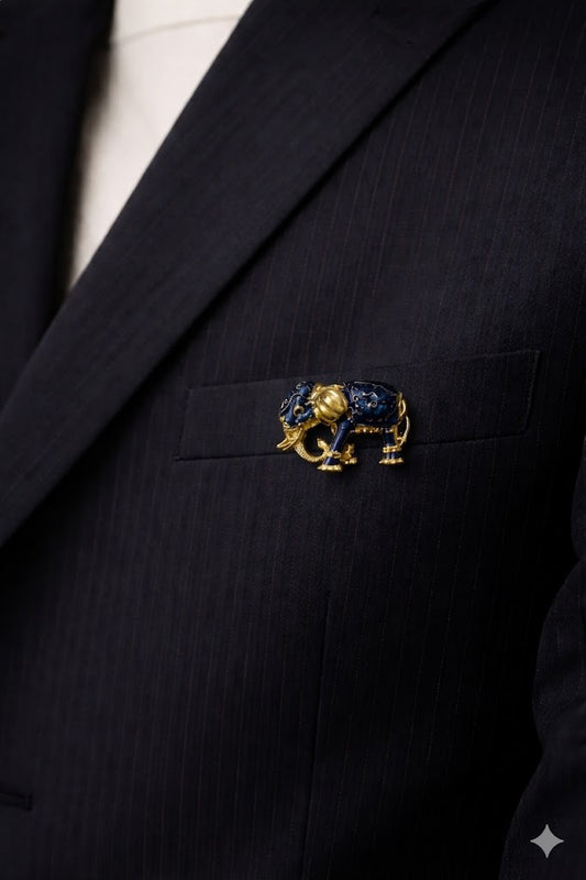 Royal Indigo Elephant Brooch