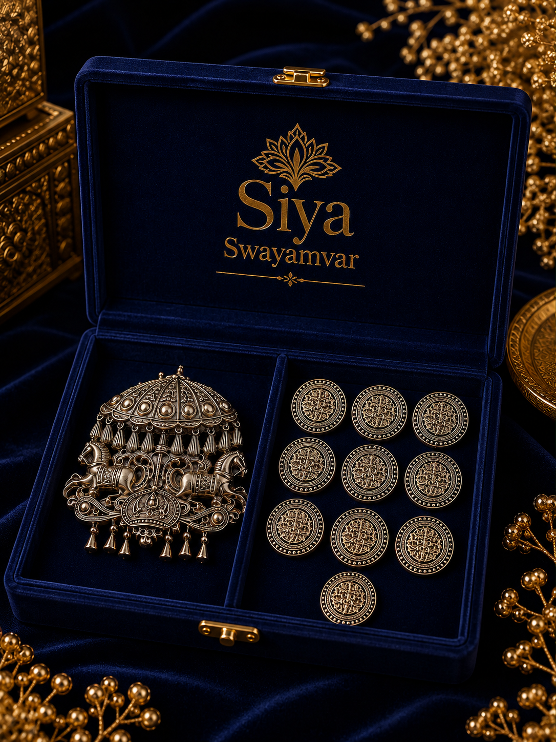 Royal Maharaja Chariot Brooch & Button Set