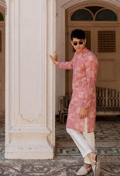 Gulraj Linen Silk Mirror Kurta Set