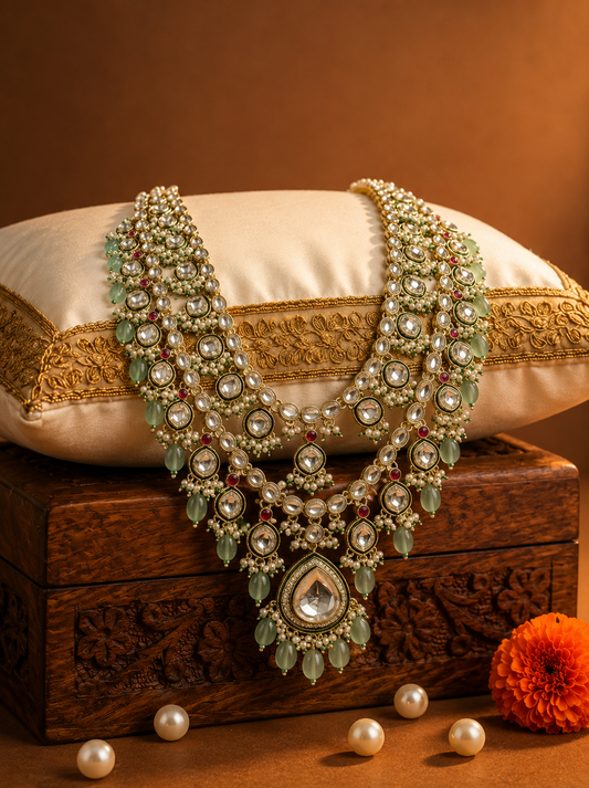Royal Emerald Kundan Groom Mala