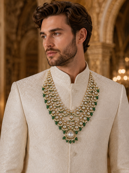 Royal Emerald Kundan Groom Mala