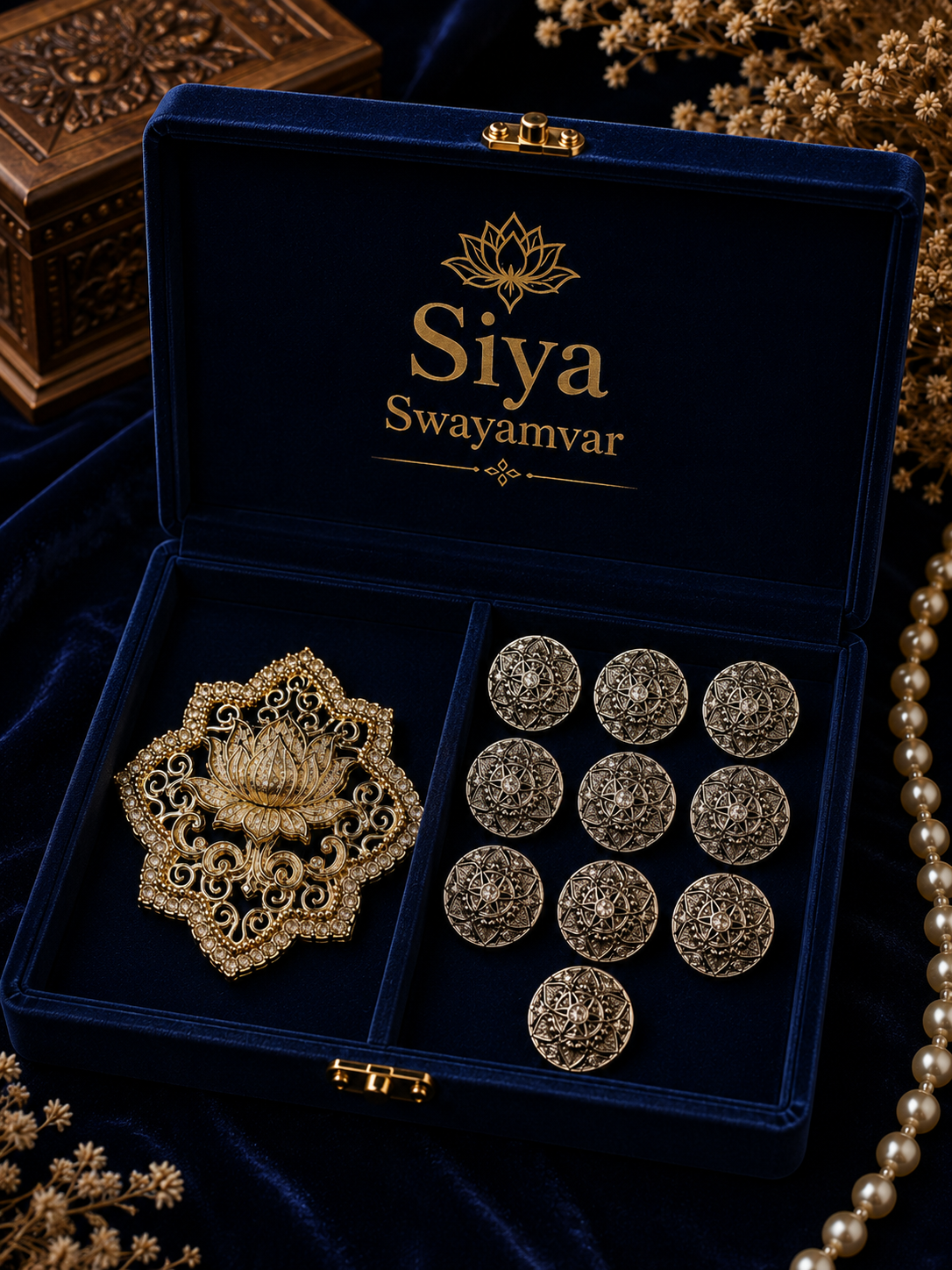 Royal Lotus Heritage Brooch & Button Set
