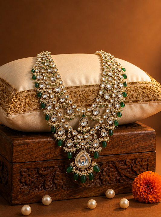 Royal Emerald Kundan Groom Mala