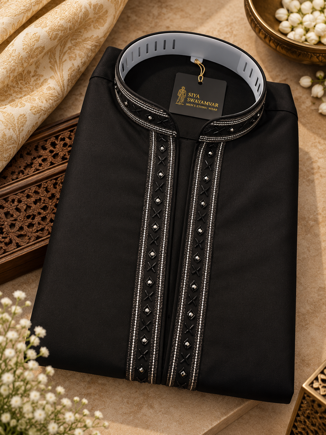 Noir Royale – Handcrafted Black Kurta Set