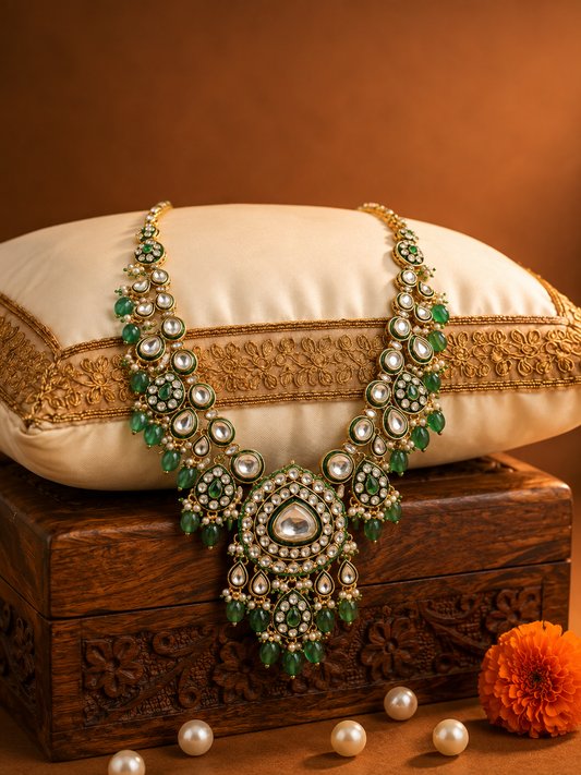 Emerald Heritage Kundan Groom Mala