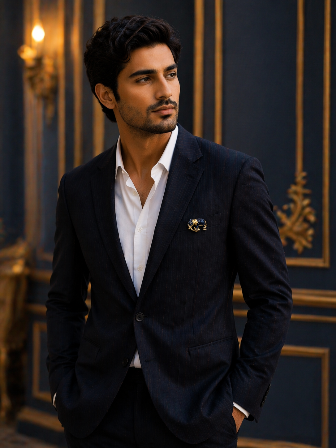 Royal Indigo Elephant Brooch