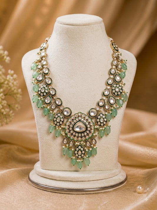 Mint Emerald Kundan Groom Mala