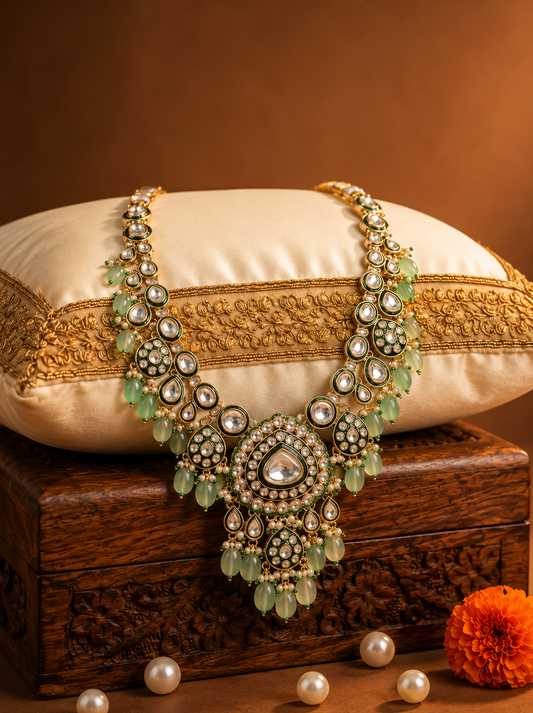 Mint Emerald Kundan Groom Mala