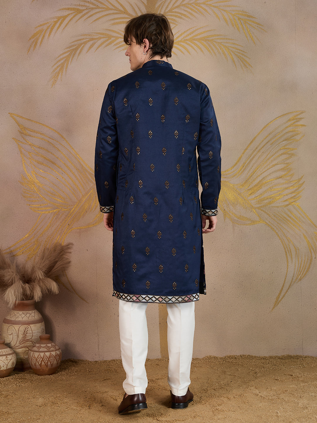 BERRY BLUE EMBROIDERY WORK KURTA SET