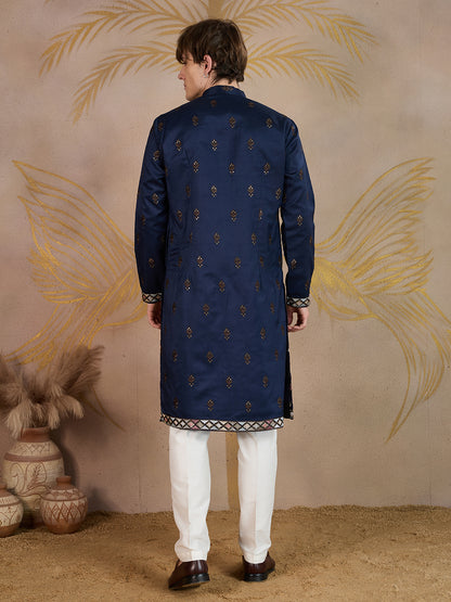 BERRY BLUE EMBROIDERY WORK KURTA SET