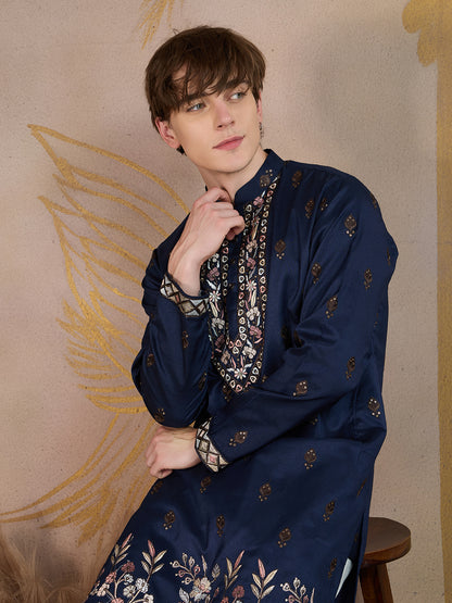 BERRY BLUE EMBROIDERY WORK KURTA SET