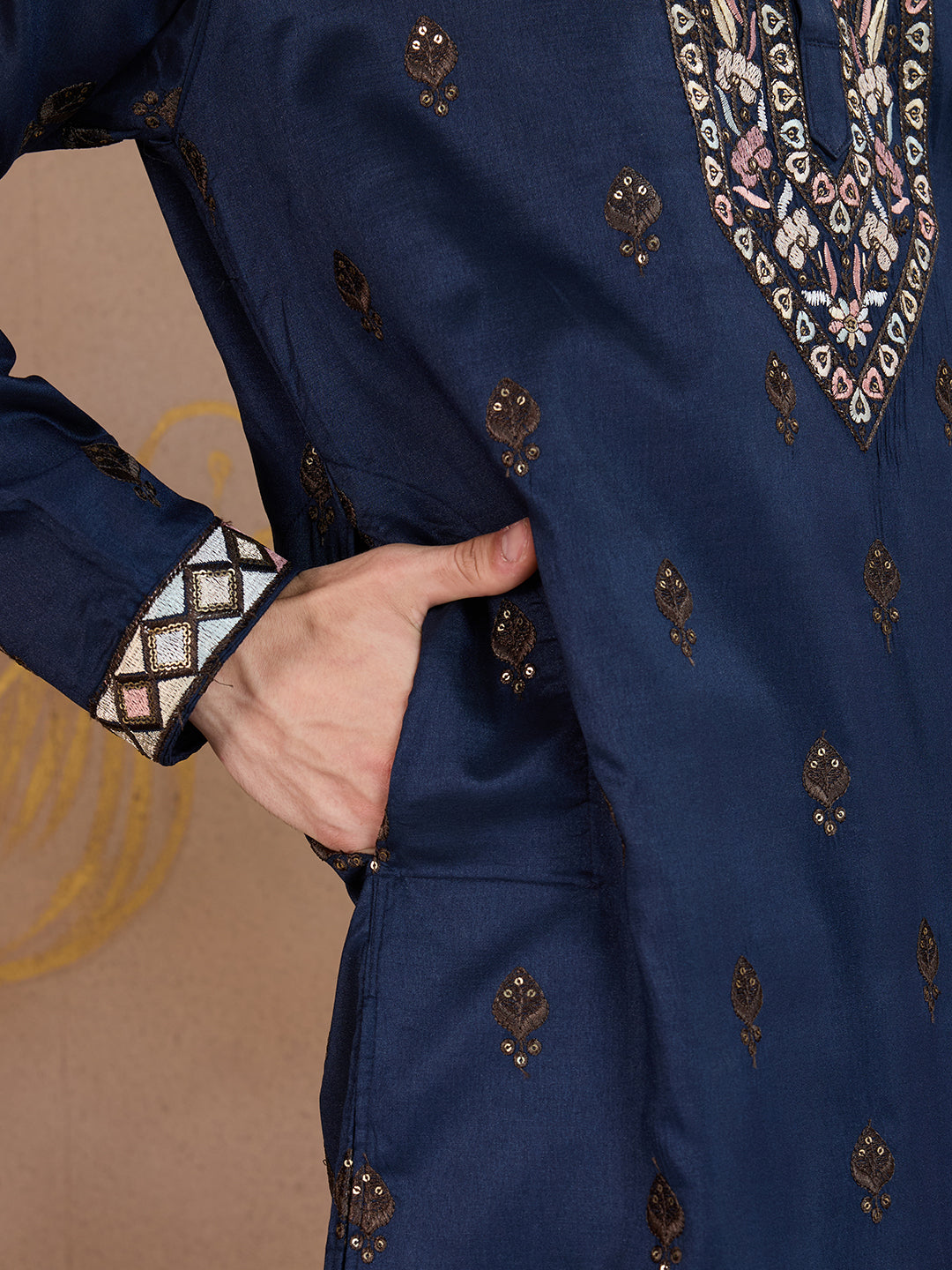 BERRY BLUE EMBROIDERY WORK KURTA SET
