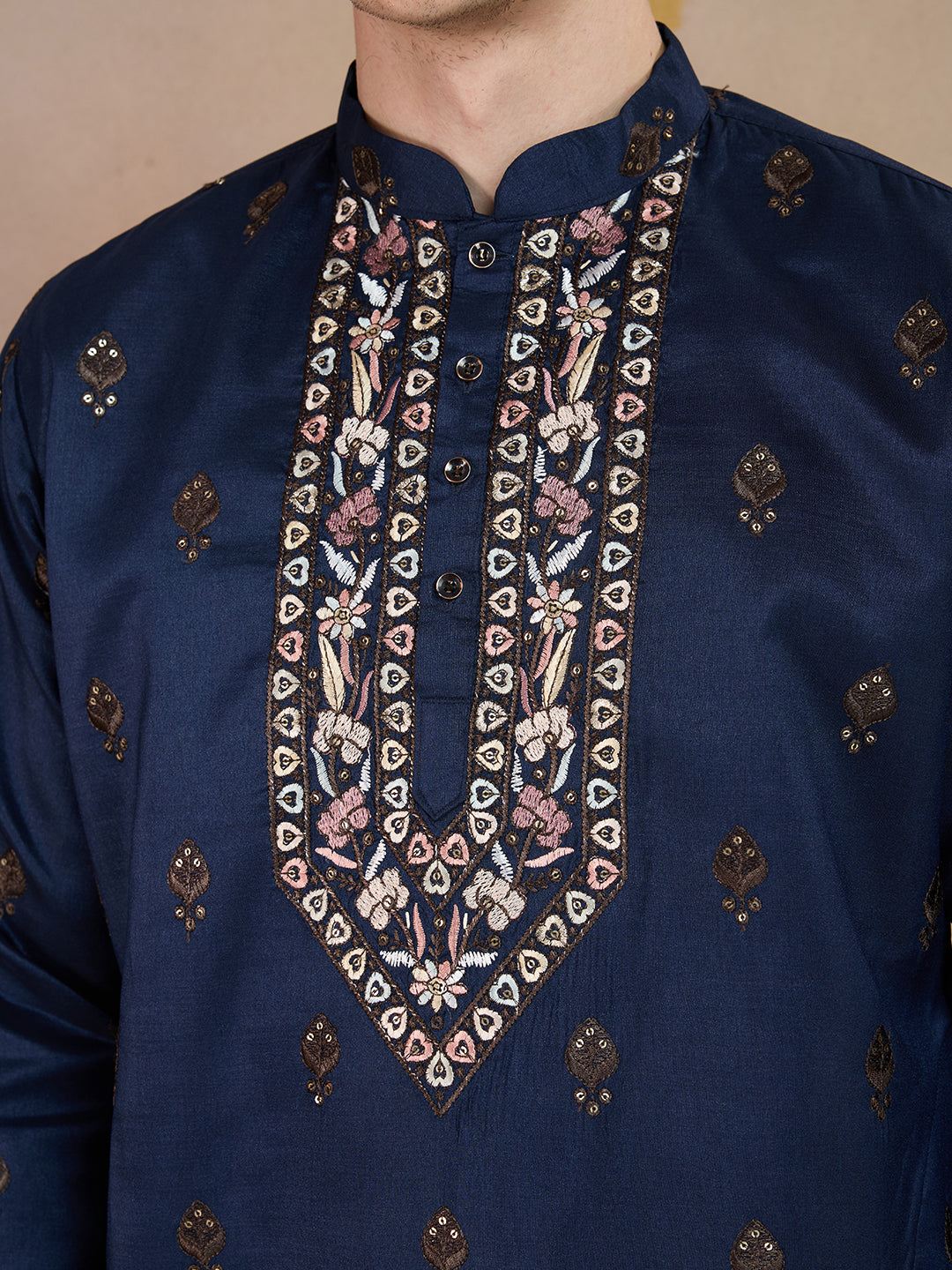 BERRY BLUE EMBROIDERY WORK KURTA SET
