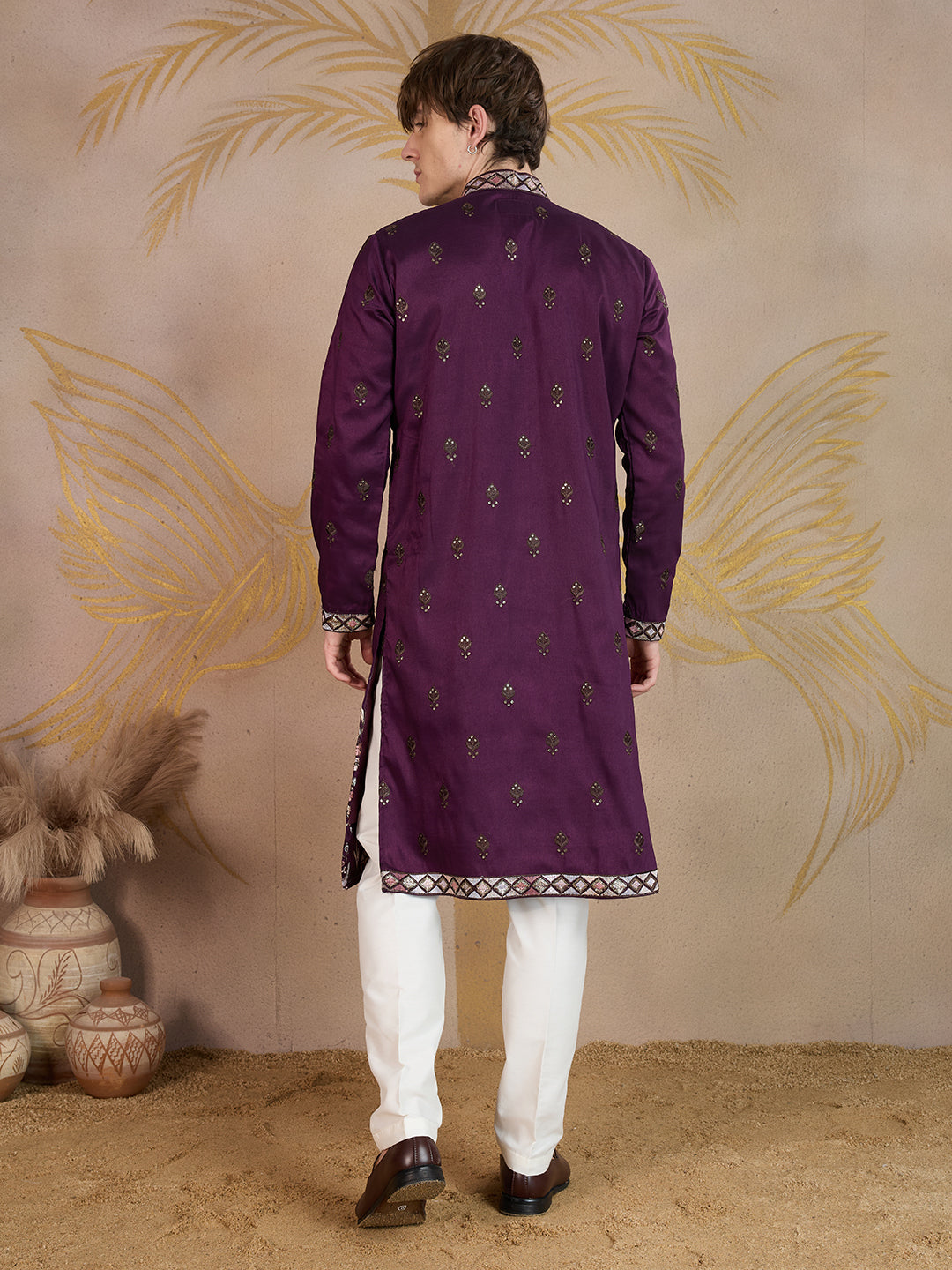 IMPERIAL PURPLE EMBROIDERY WORK KURTA SET
