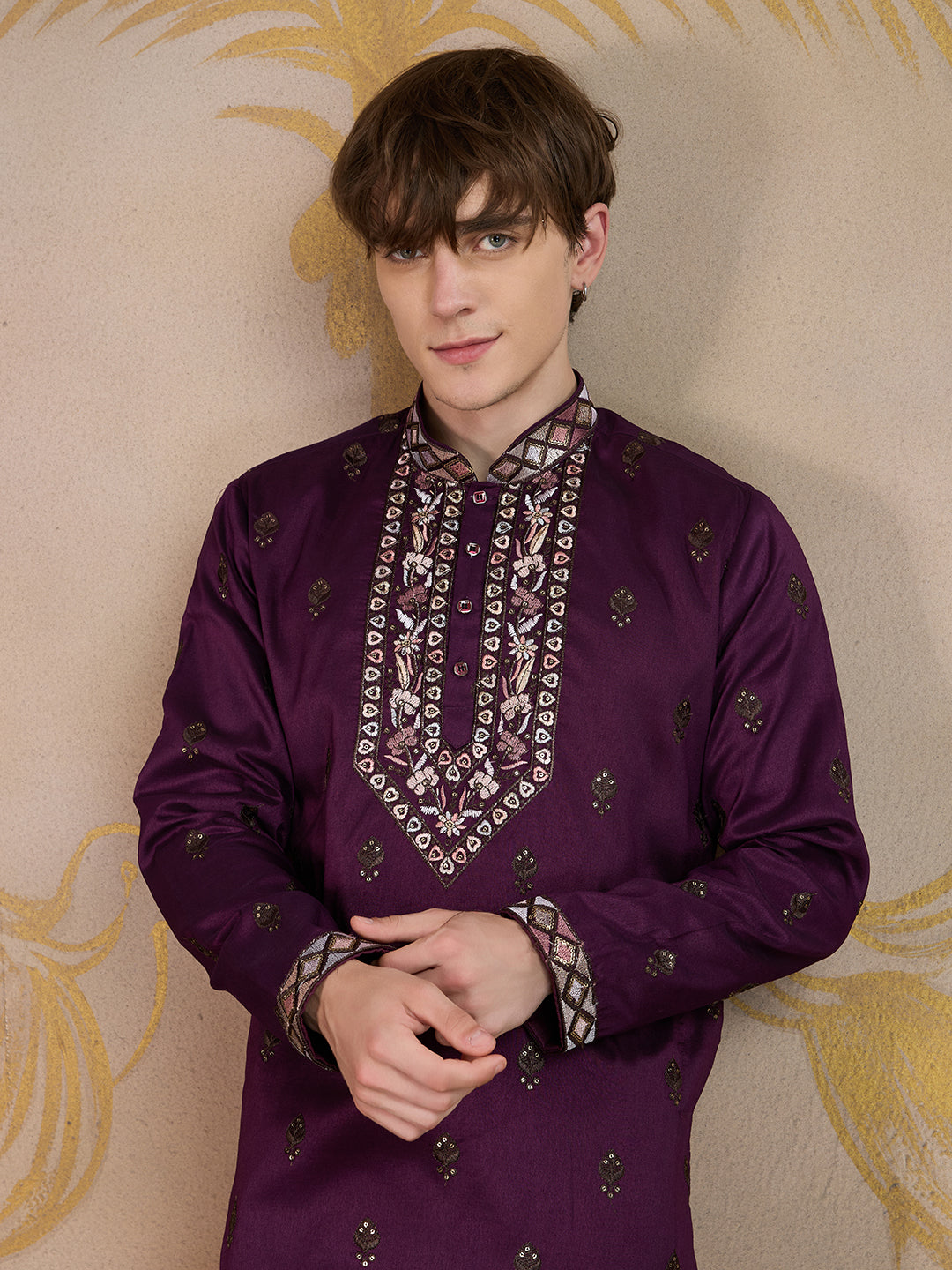 IMPERIAL PURPLE EMBROIDERY WORK KURTA SET