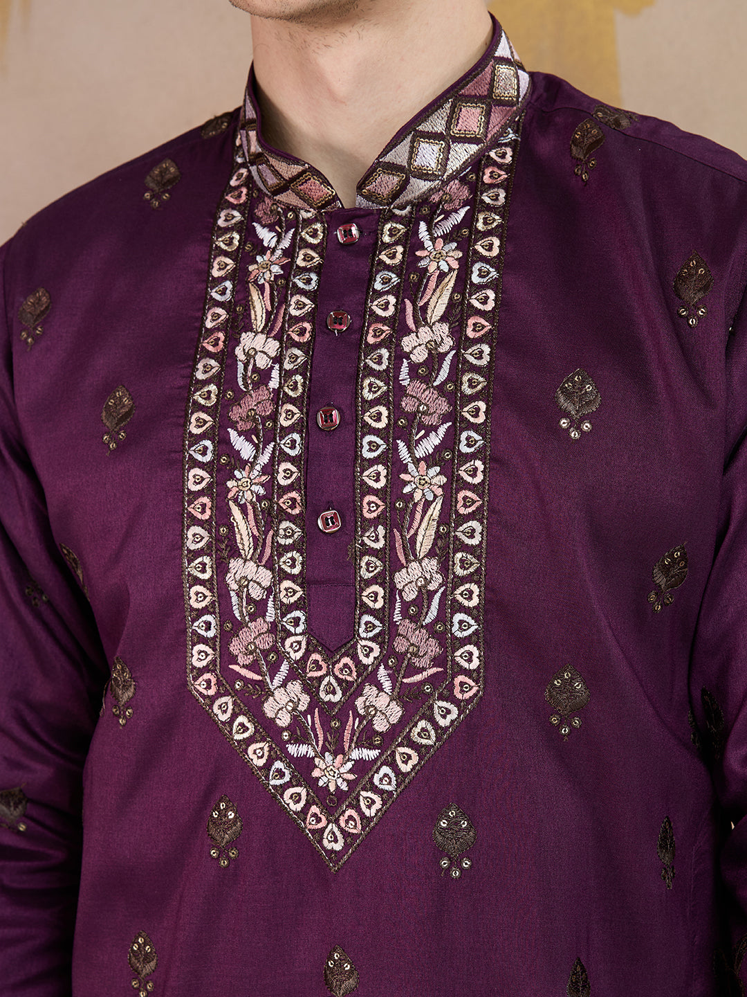 IMPERIAL PURPLE EMBROIDERY WORK KURTA SET