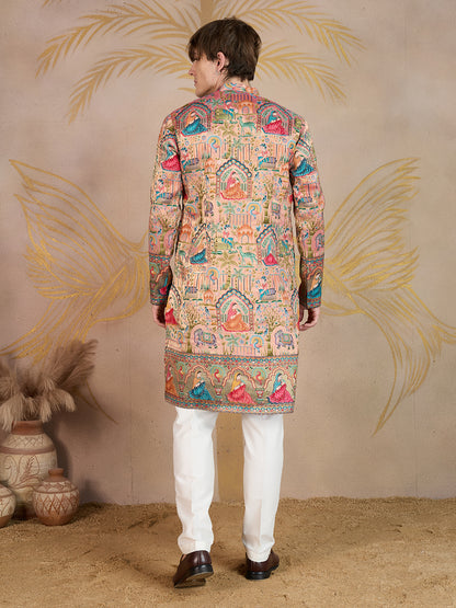 PEACH RAJPUTANA JACQUARD DESIGNER KURTA SET