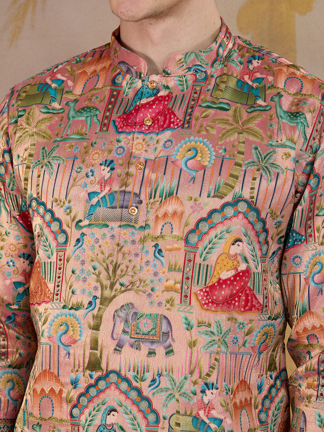 PEACH RAJPUTANA JACQUARD DESIGNER KURTA SET