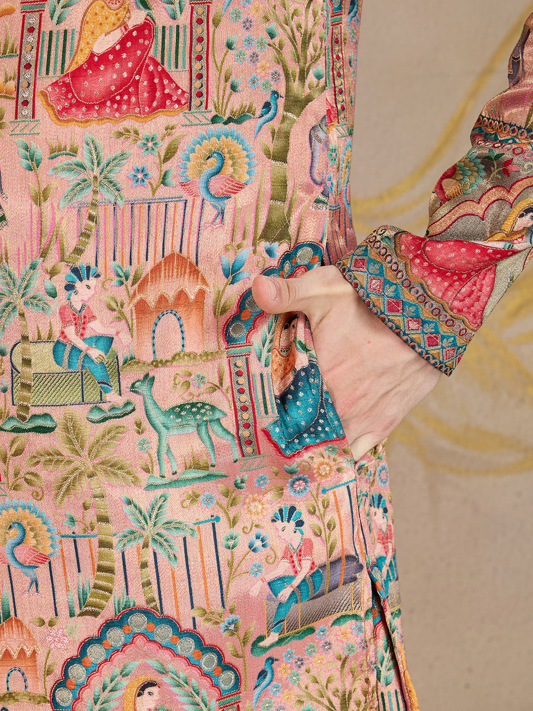 PEACH RAJPUTANA JACQUARD DESIGNER KURTA SET