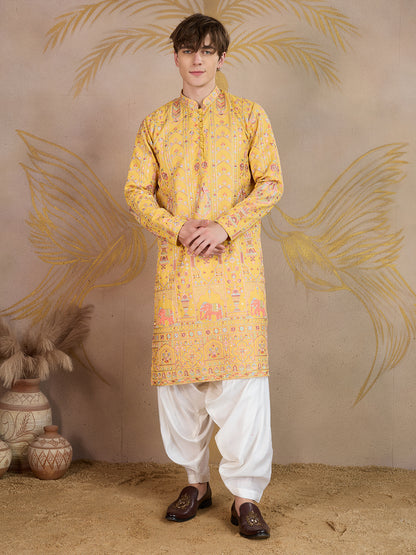 Sundarvan Mustard Heritage Kurta Set