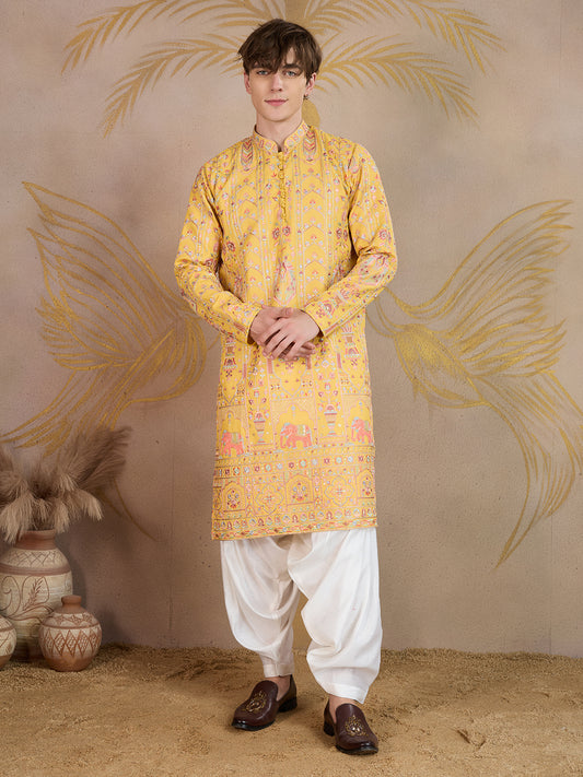 Sundarvan Mustard Heritage Kurta Set