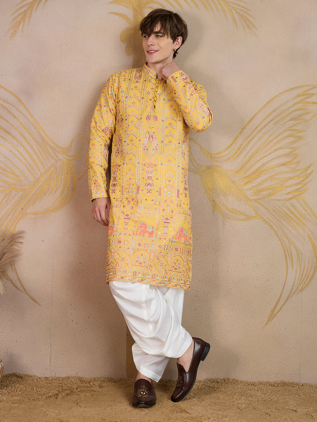 Sundarvan Mustard Heritage Kurta Set